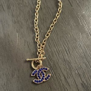 Chanel button toggle necklace